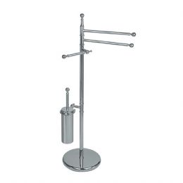 Standing with 2 towel rails, toilet roll holder and toilet brush holder in brass h 105 cm. RE 646