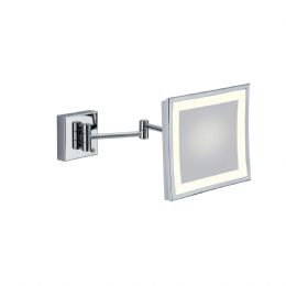 Specchio ingranditore quadrato con luce al Led 23 cm., braccio doppio (3x) SP 802