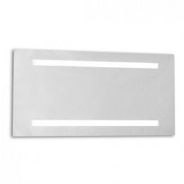 Bathroom mirror, backlit with neon frame powered via switch