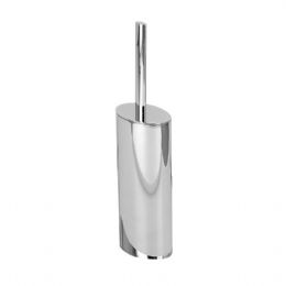 Oval Floor Toilet brush holder in chromed brass