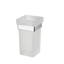 Porta spazzolini appoggio in vetro satinato bianco Gea