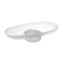Spare double oval soap holder in satin glass