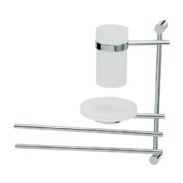 porta spazzolini (D10/100) porta sapone plexiglass 2 porta salviette snodo pivoted toothbrush holder (D10/100) soap dish in plexiglass 2 towel rails cm. 12X35X, Ebe