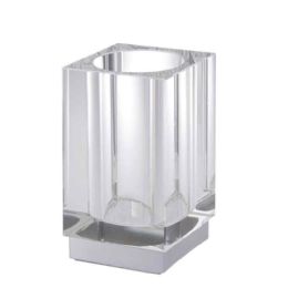 porta spazzolini vetro appoggio rest standing toothbrush holder in glass cm. 6,5x6,5x12 TIFFANY