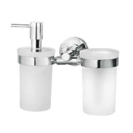 dosatore-porta spazzolini vetro liquid soap dispenser toothbrush holder in glass cm. 18,5x10x16 IRIDE