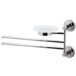 porta sapone vetro 2 porta salviette snodo pivoted soap dish in glass 2 towel rails cm. 11x35x18,5 IRIDE