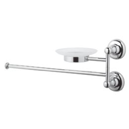 porta sapone vetro 2 porta salviette snodo pivoted soap dish in glass 2 towel rails cm. 14,8x37x24,5