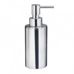 rest standing round liquid soap dispenser in metal