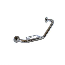 wall mounted grab bar stainless steel (aisi 304) with soap holder tube Ø mm 25 cm. 42x12x28