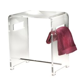 Sgabello in plexiglass con rinforzo in ottone cromato