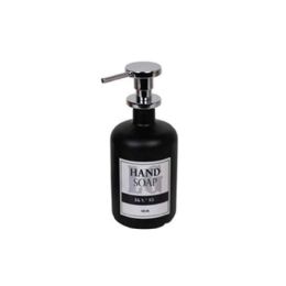 Dosatore sapone liquido (500ml ) in vetro NERO OPACO - serigrafia MODERNA - sfondo BIANCO - pompetta in ottone cromo