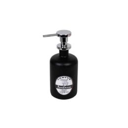 Dosatore sapone liquido (500ml ) in vetro NERO OPACO - serigrafia LA SIRENA - pompetta in ottone cromo