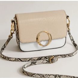 ALDO white and beige python-effect shoulder bag with gold details