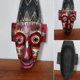 Maschera Tribale Legno Rossa e Nera Dipinta a Mano, Arte Etnica