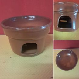 Set 3 scaldavivande vintage in ceramica marrone per antipasti e salse