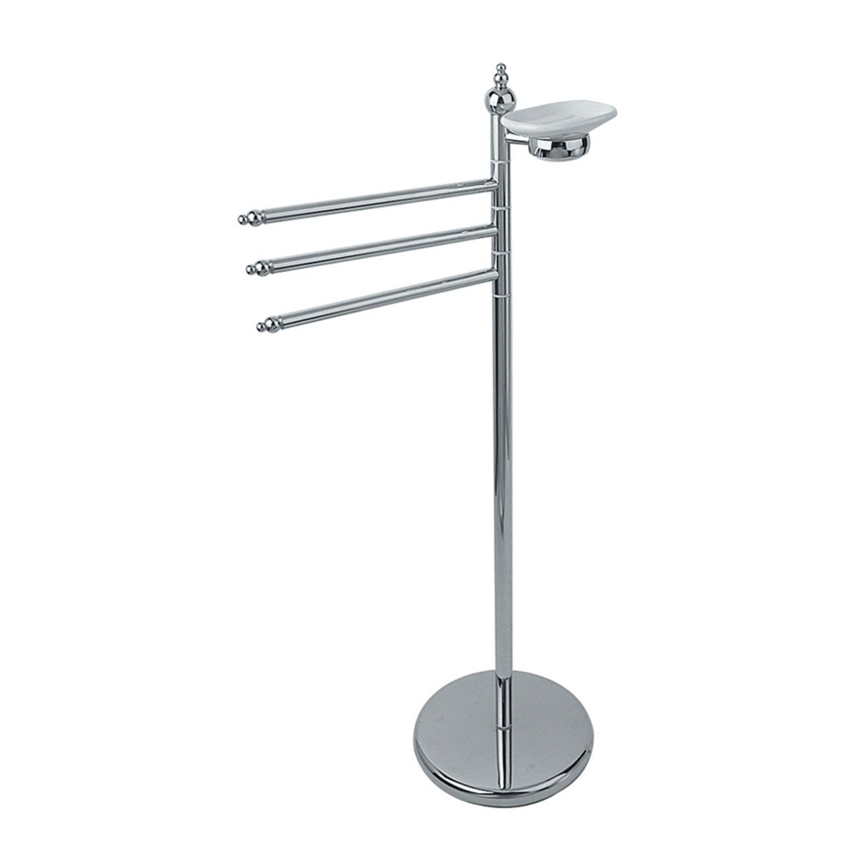 Piantana con 3 porta salvietta e porta sapone in ceramica h 100 cm. CA 614