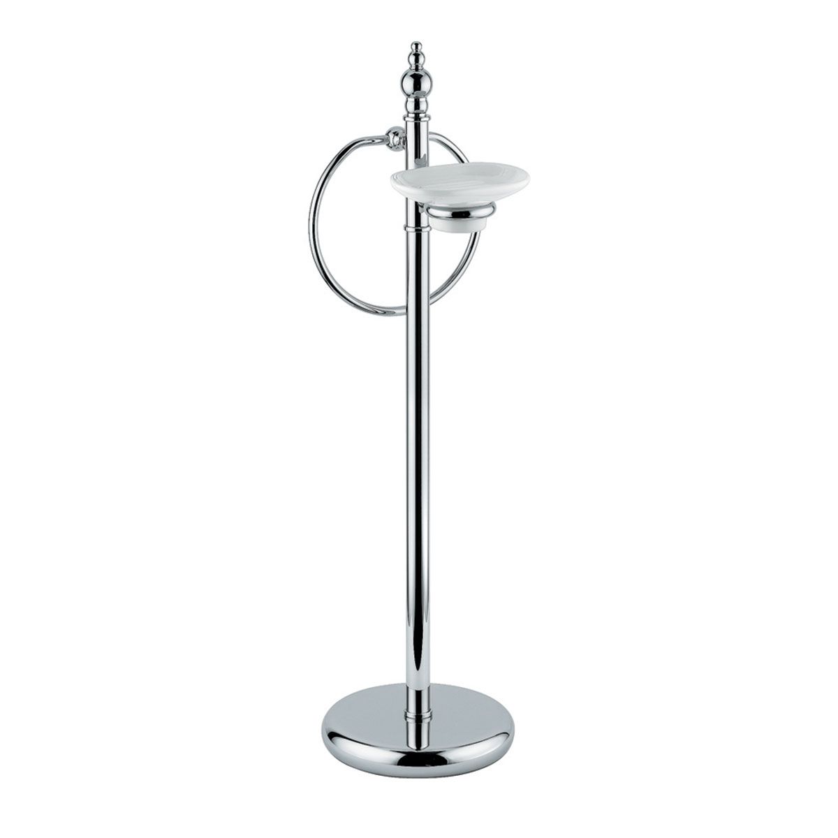 Piantana con porta salvietta ad anello e porta sapone in ceramica h 71 cm CA 633