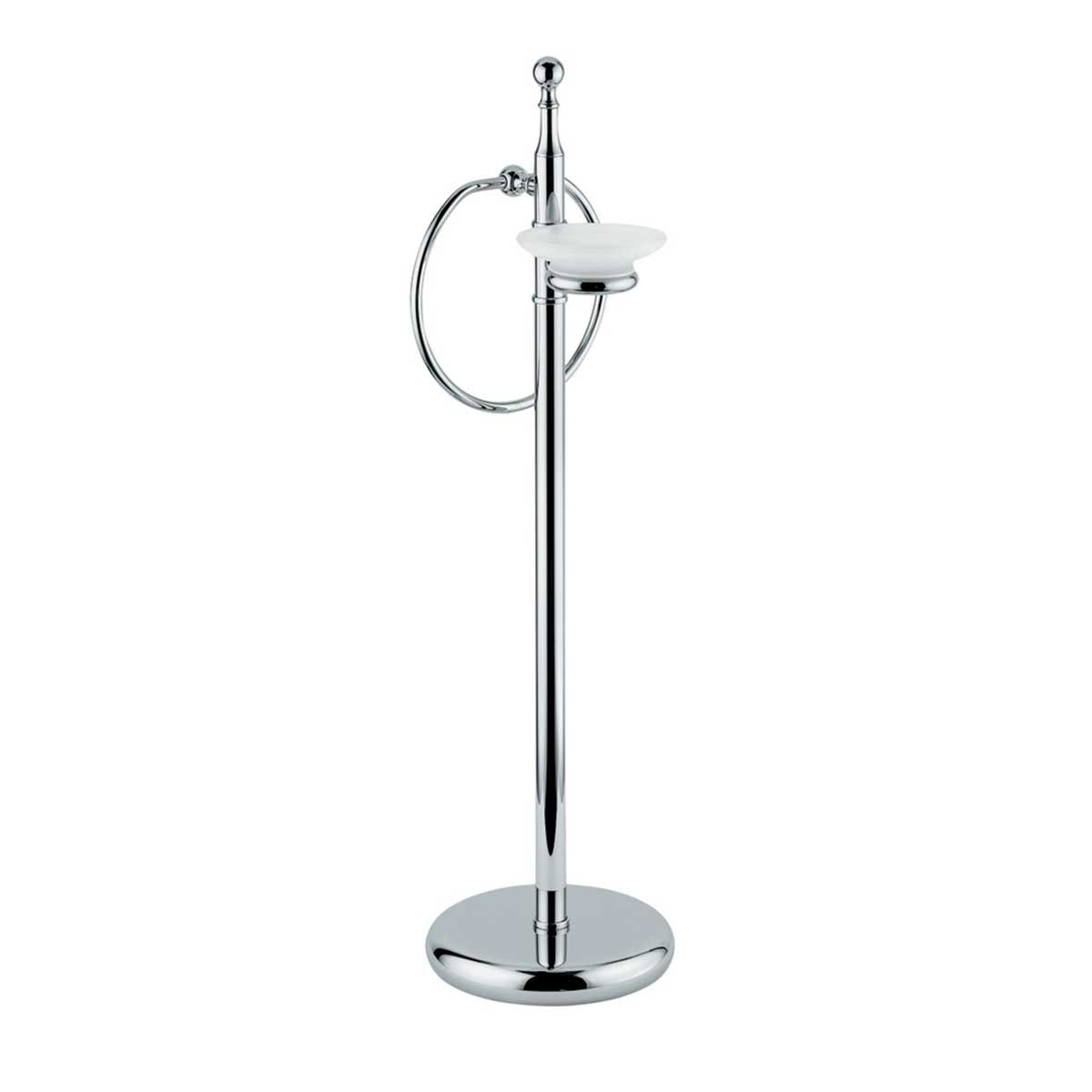 Standing with towel ring and soap holder in satin glass h 73 cm. RE 633