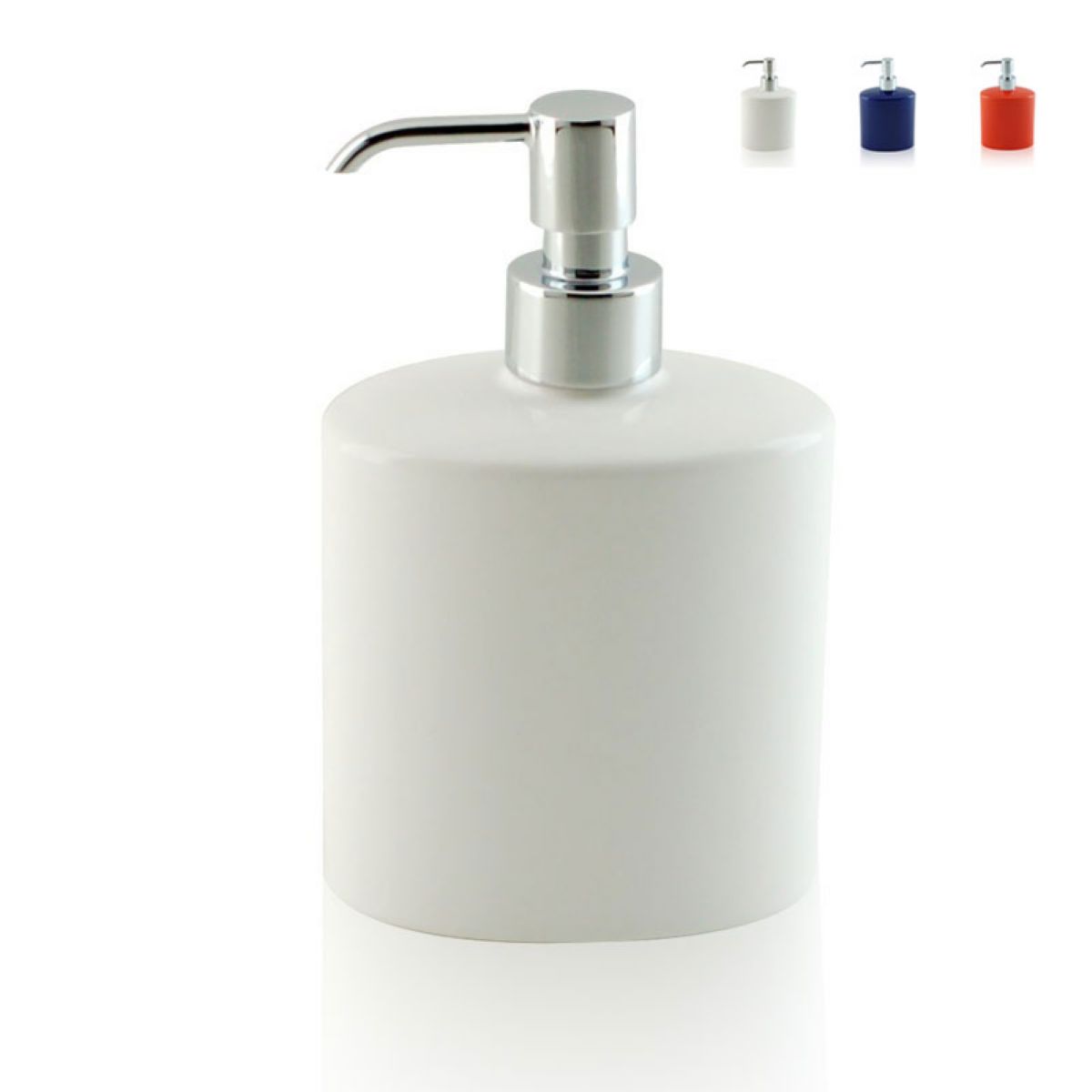 Dispenser - dosatore di sapone ovale da appoggio in ceramica e ottone cromato