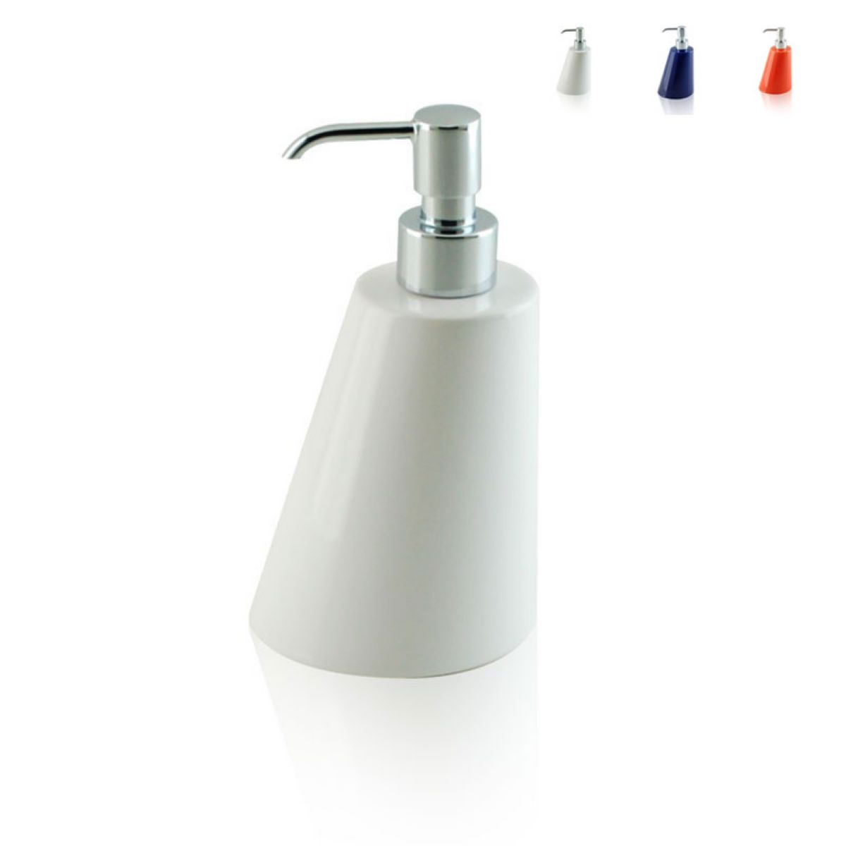 Dispenser - dosatore di sapone liquido da appoggio in ceramica e ottone cromato