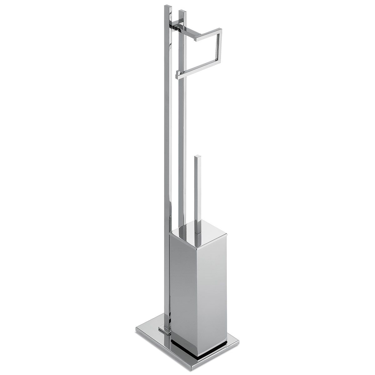 Piantana porta rotolo e porta scopino quadrato in ottone cromato Diva