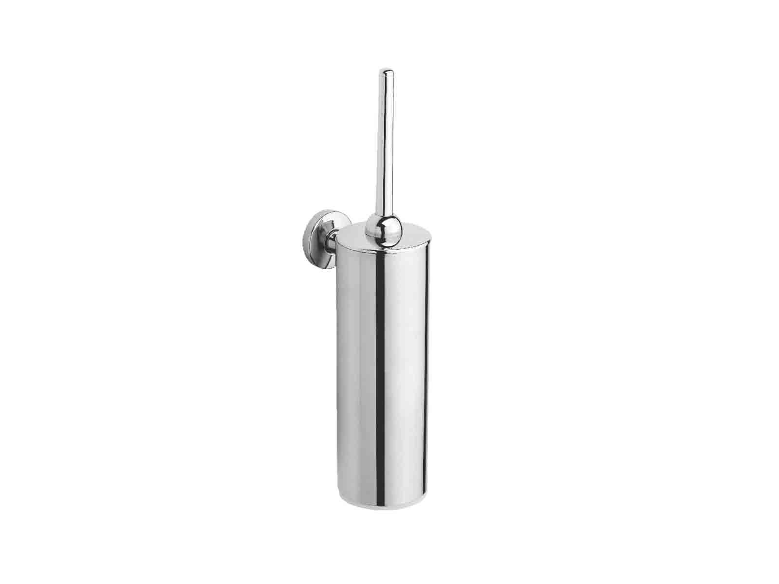 METAFORM Porta Scopino Da Parete In Cromo – Design Elegante Con Contenitore In Vetro Sabbiato – Fissaggio A Vite O Colla