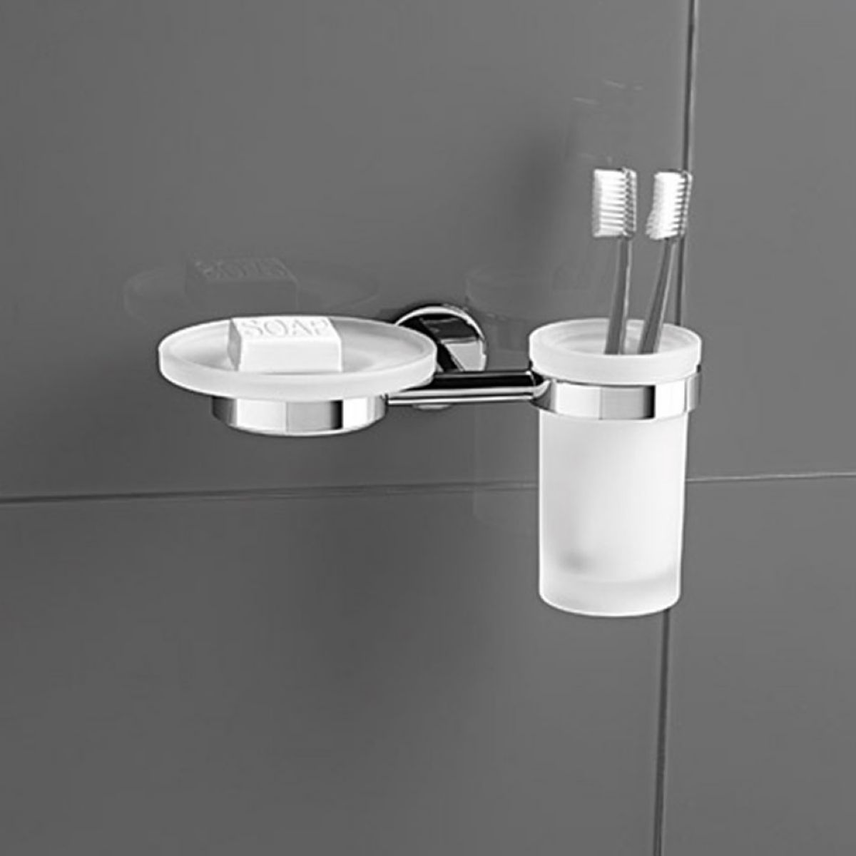 Porta sapone con bicchiere Pratica