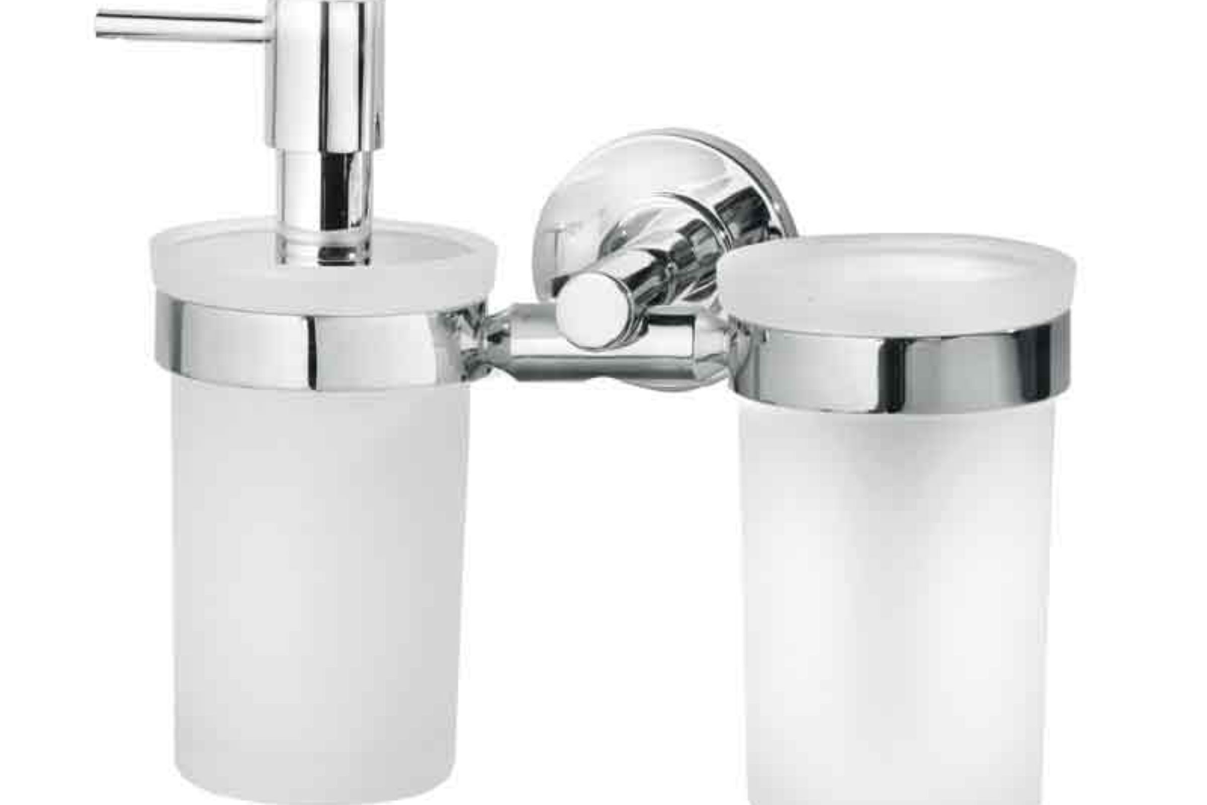 dosatore-porta spazzolini vetro liquid soap dispenser toothbrush holder in glass cm. 18,5x10x16 IRIDE