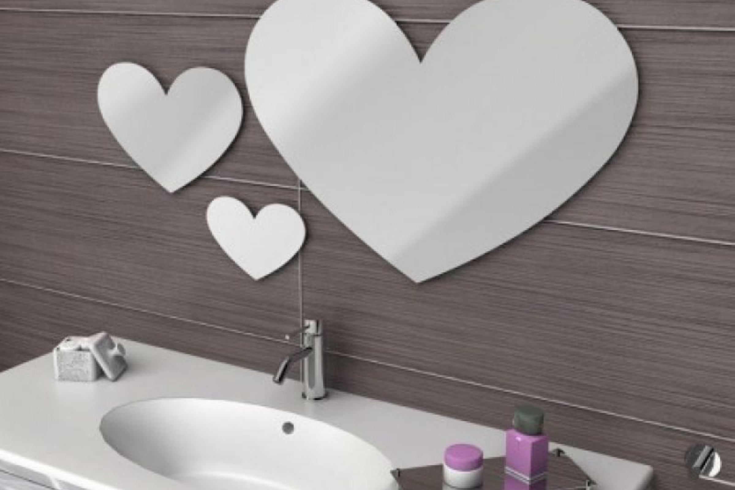 trio of heart shape mirrors without chiselling