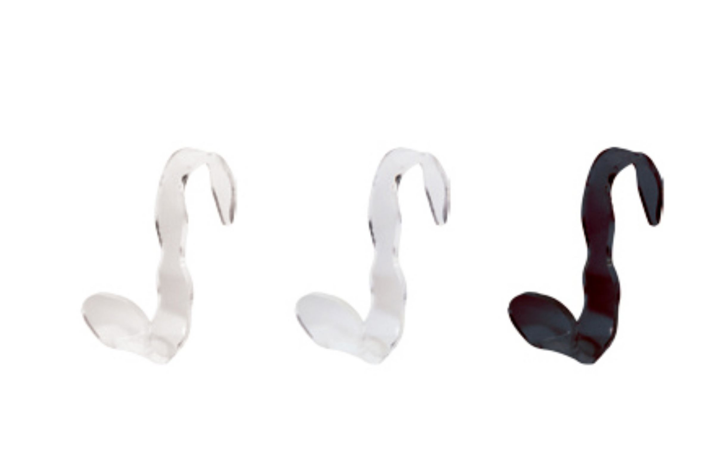 Gancio plexiglass “onda” (colori disponibili: trasparente, bianco, nero) utilizzabile per box doccia o termoarredo