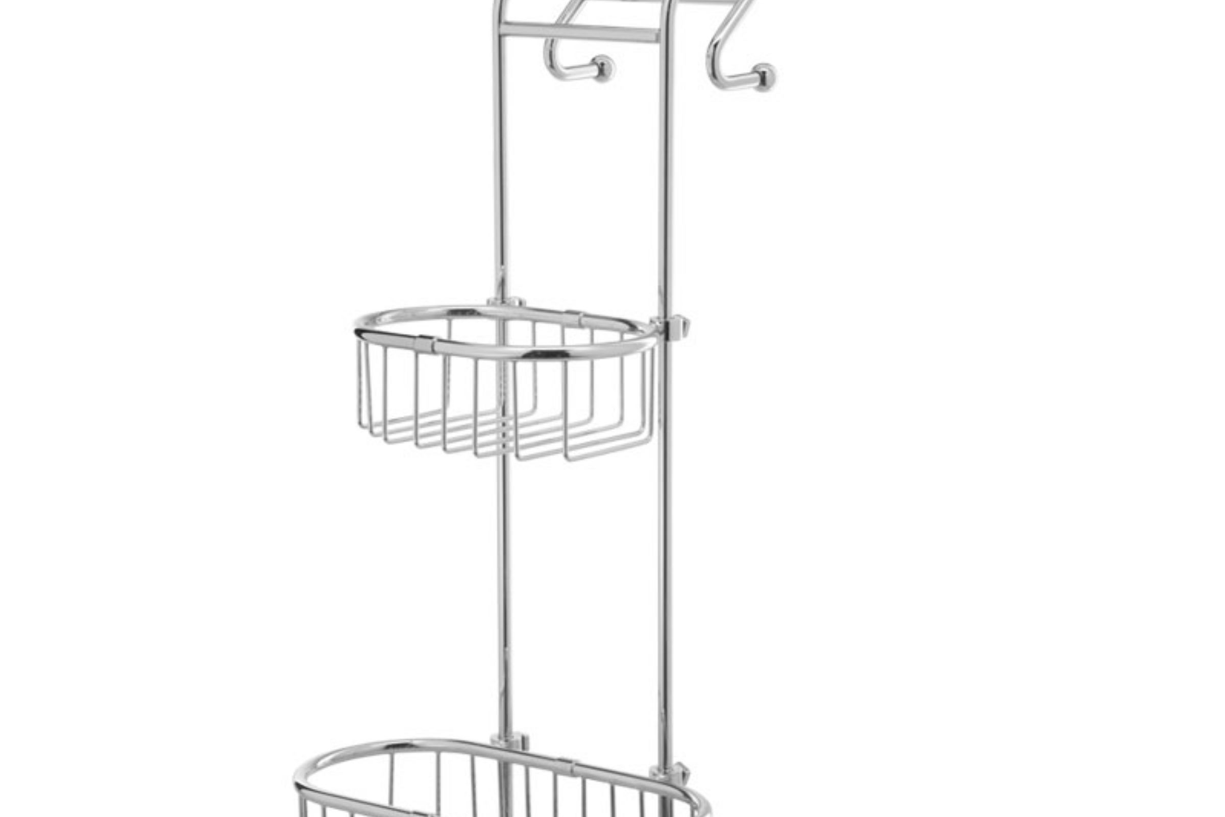Scaletta doccia bordo box con 2 griglie di cm 17 (registrabili in H) e 4 appendi abiti