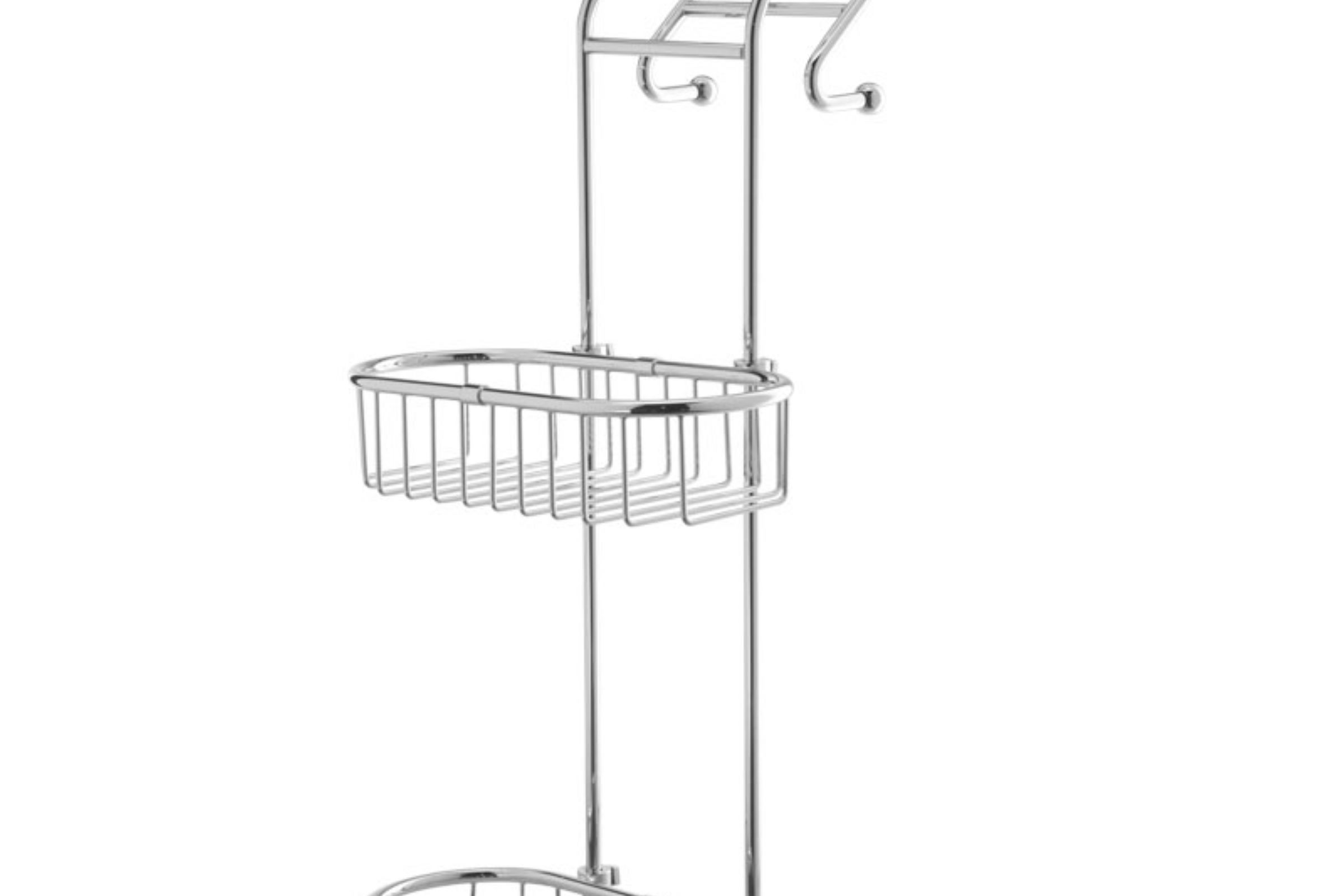 Scaletta doccia bordo box con 2 griglie di cm 25 (registrabili in H) e 4 appendi abiti