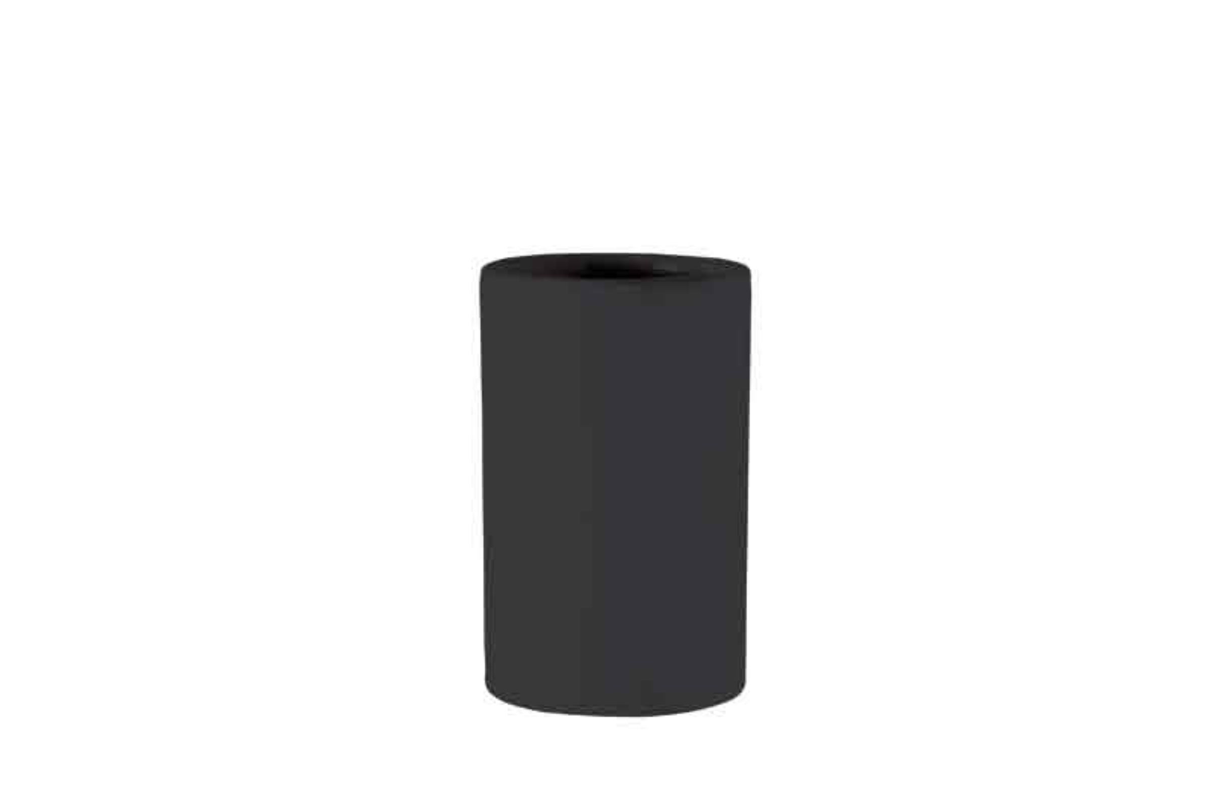 Porta spazzolini ceramica tondo in appoggio nero opaco