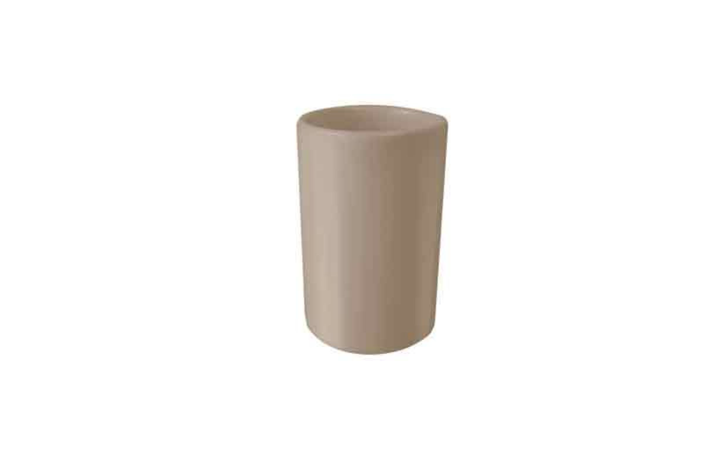 Porta spazzolini ceramica tondo in appoggio avana lucido