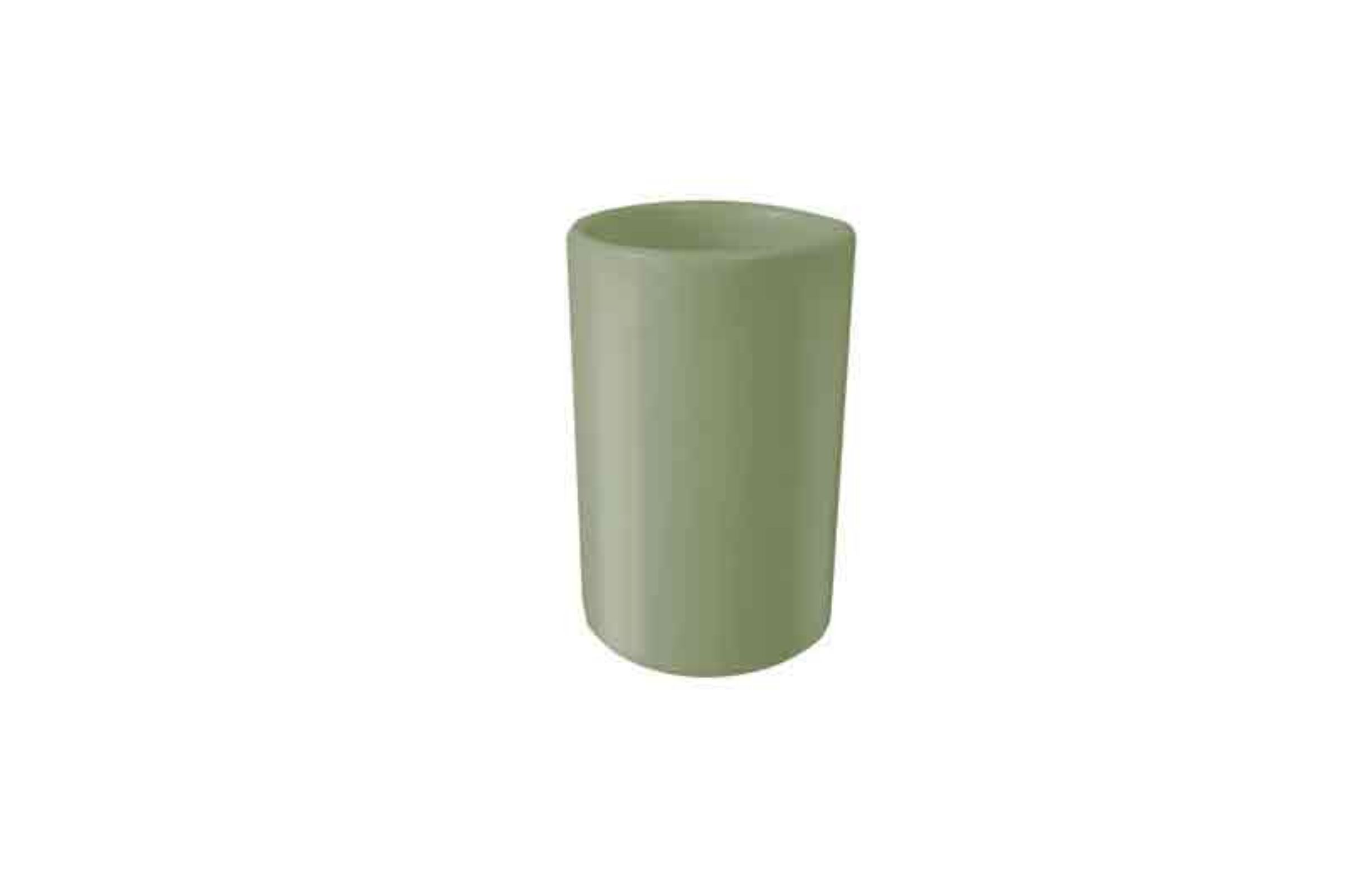 Porta spazzolini ceramica tondo in appoggio verde lucido