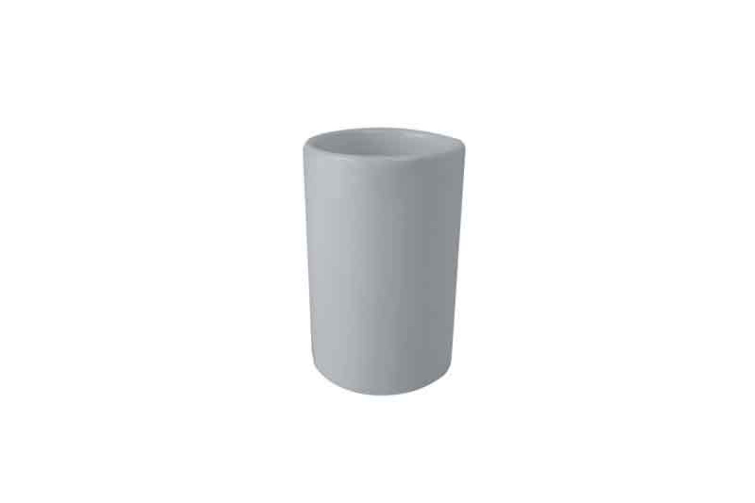 Porta spazzolini ceramica tondo in appoggio grigio opaco