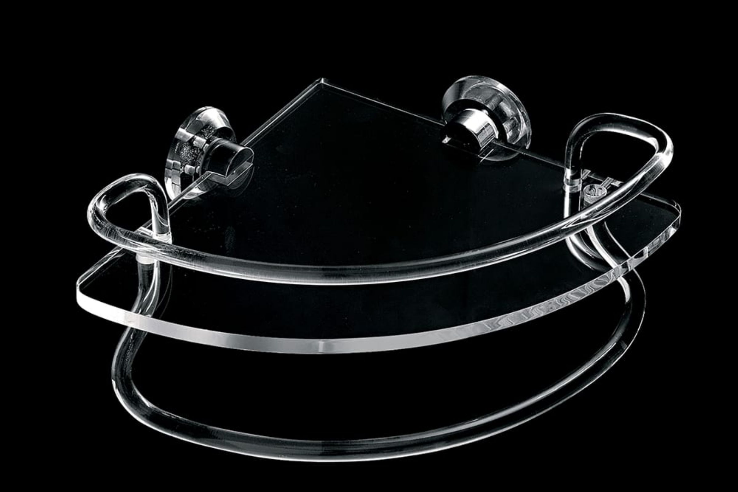 Angolare doccia con ringhiera e portasalviette, base plexiglass Luce