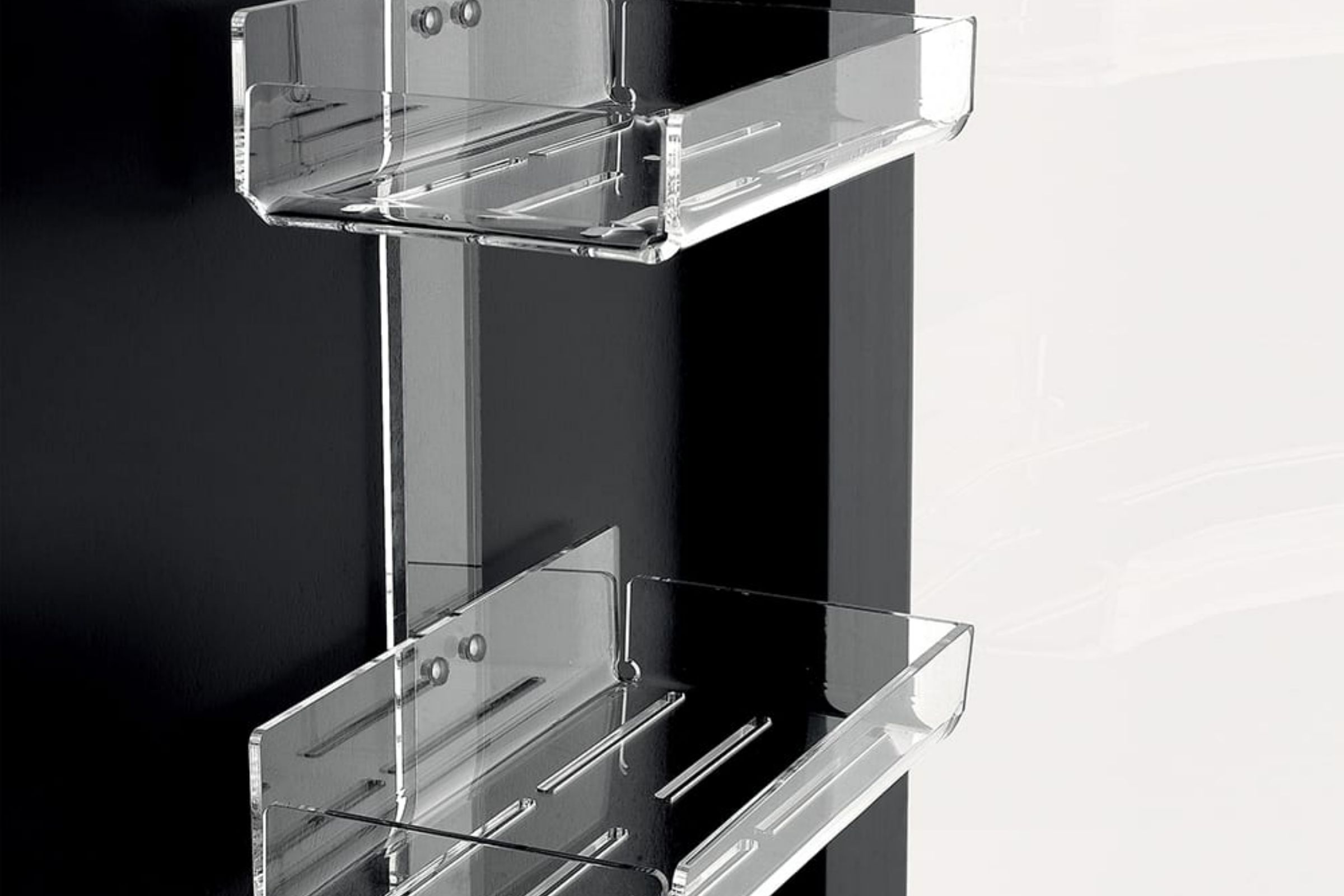 Portaoggetti, plexiglass due posti Luce