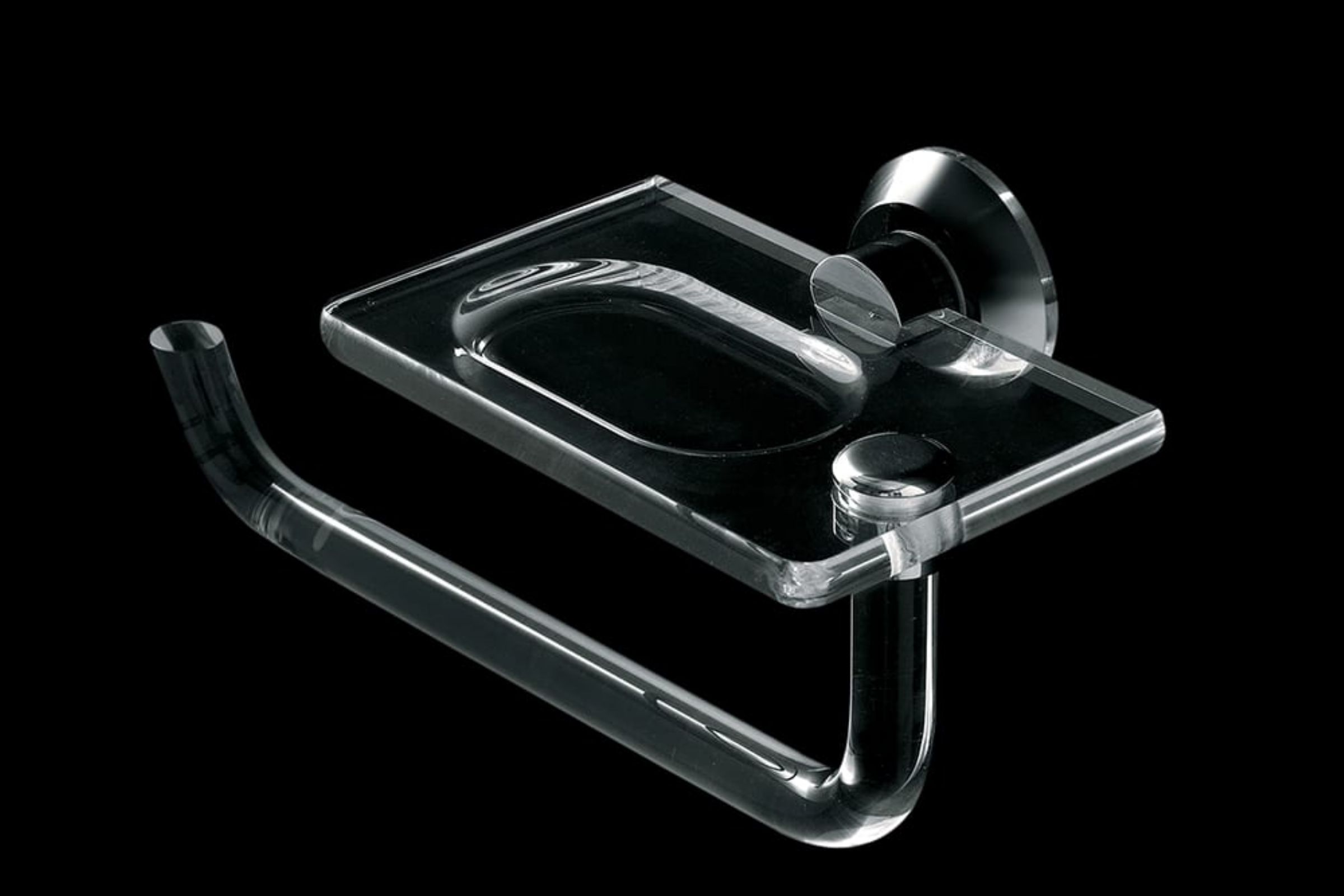 Portasapone con portasalviette orientabile, base plexiglass Luce