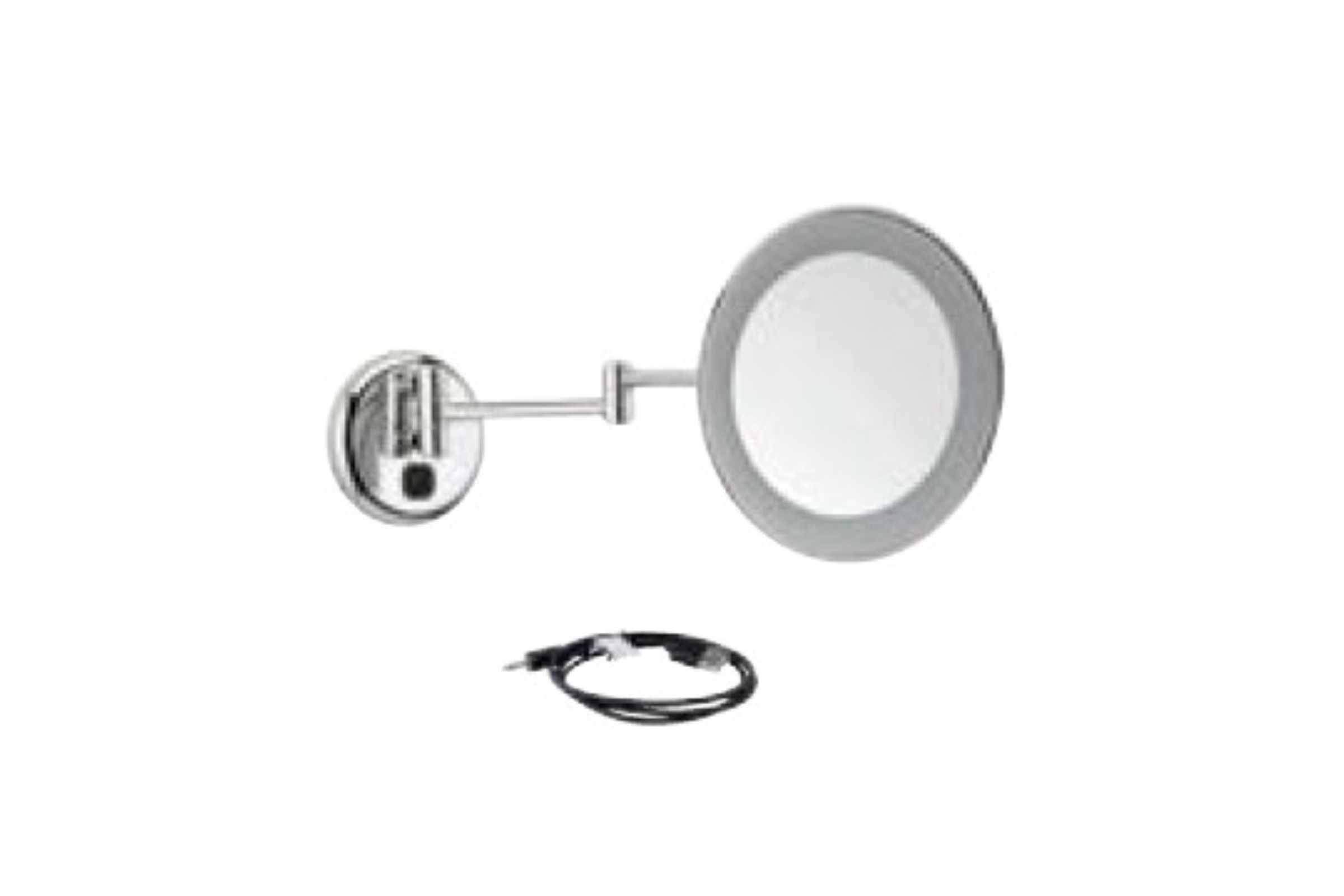 Specchio ingranditore con luce led Ø 21 cm, braccio doppio e batteria ricaricabile