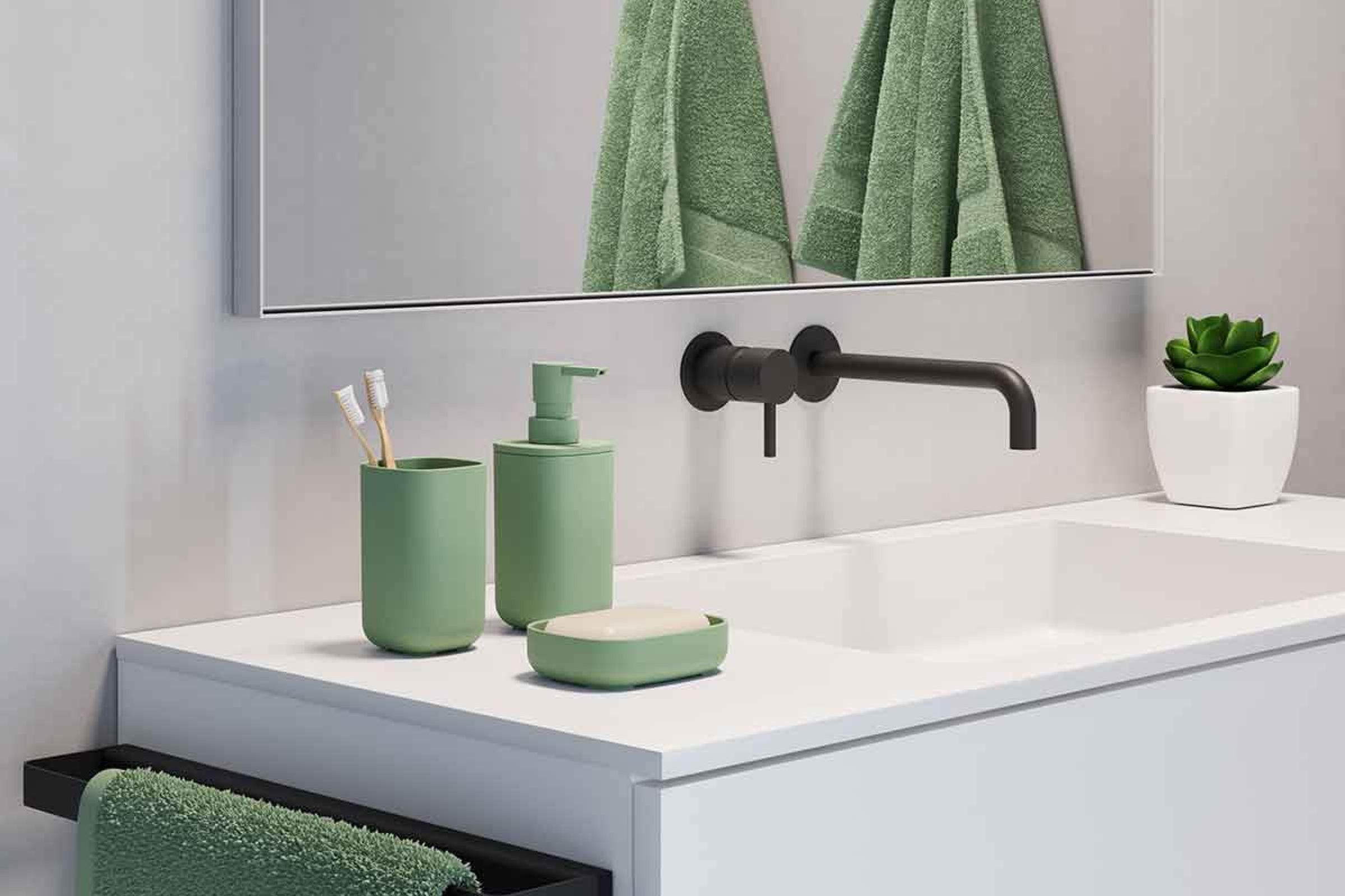 Set accessori bagno Pod verde cactus