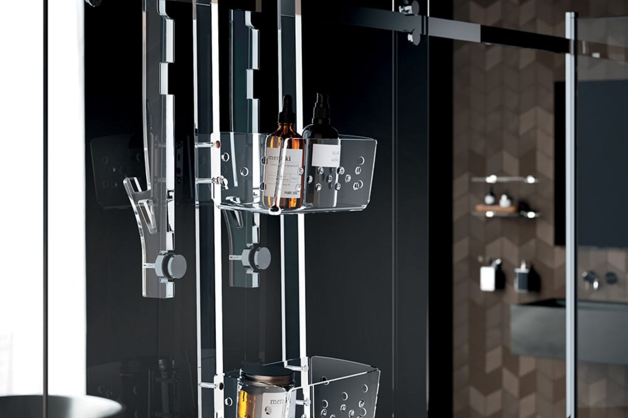 Accessori doccia Portaoggetti 2 piani con gancio e magnete