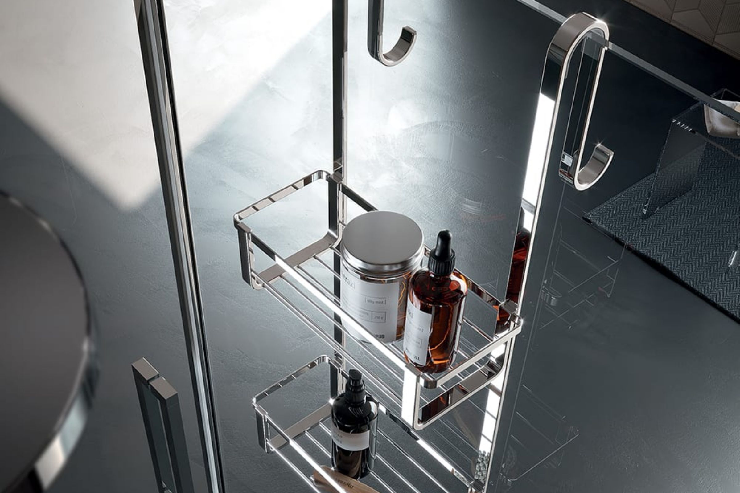 Accessori doccia Portaoggetti 2 piani con gancio e ventosa